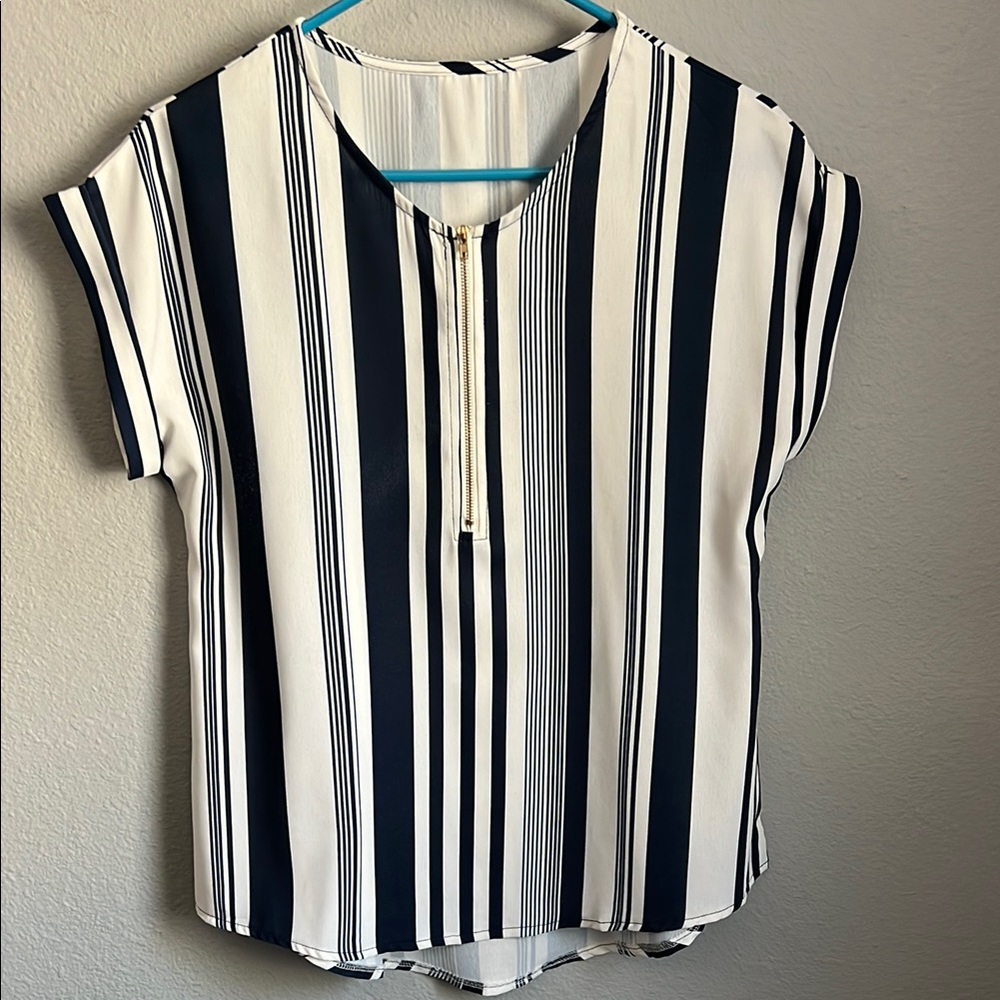 Striped Black and White Women's Top